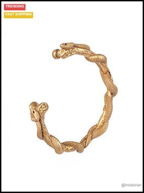Double Snake Twisted Cuff Bracelet Brass Unisex Open Bangle Jewelry Gift